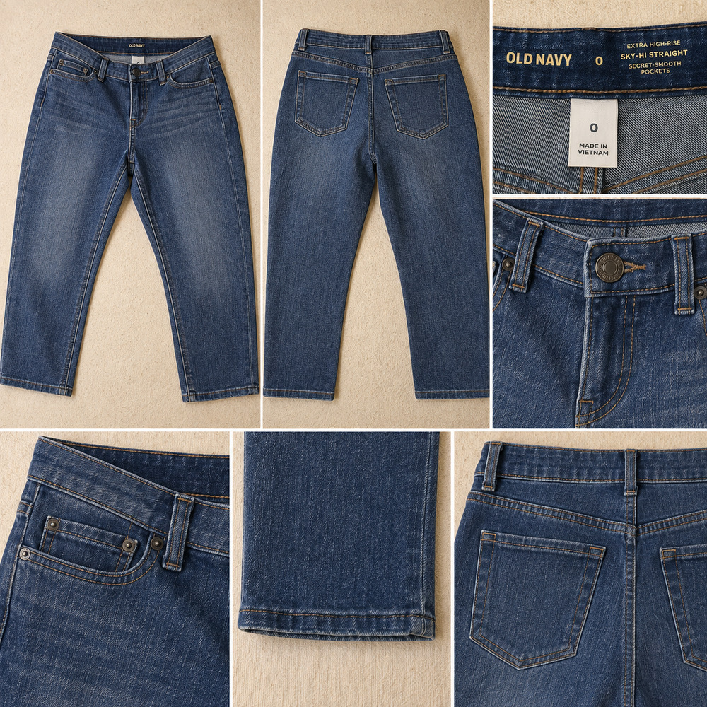 Old Navy Size 0 Sky High Straight Jeans Clean Girl Quiet Luxury French Girl